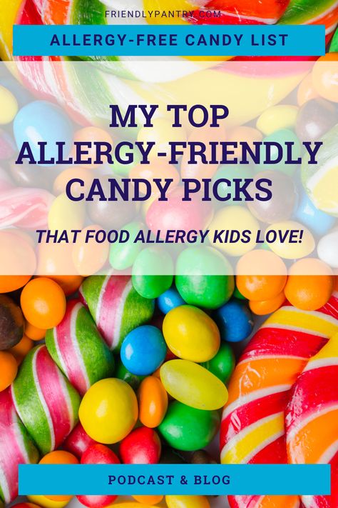 If you're looking for allergy-free candies and treats, this post is for you.  You'll get the top peanut-free candy list and allergy-free candy ideas. Dairy-free candy|Dairy-free candy recipes| Egg-free candy| Allergy-free Christmas treats| Allergy-friendly Christmas candy Soy Free Recipes Allergies, Allergy Friendly Christmas Treats, Allergy Free Candy, Peanut Free Candy, Allergy Friendly Desserts, Store Bought Snack, Pantry Food, Kids Allergies, Candy Ideas