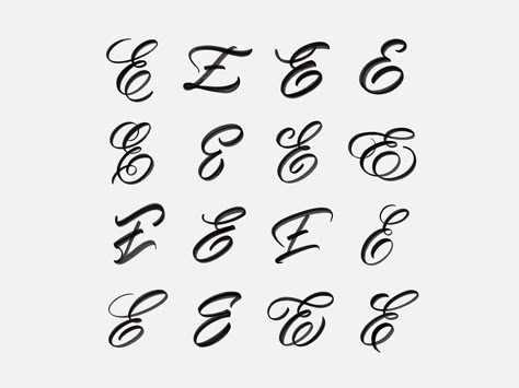 Tattoo Fonts Alphabet, Alphabet Calligraphy, E Letter, Fonts Handwriting Alphabet, Fonts For Tattoos, Tattoo Fonts Cursive, Tattoo Lettering Design, Hand Lettering Worksheet, Cursive Tattoos