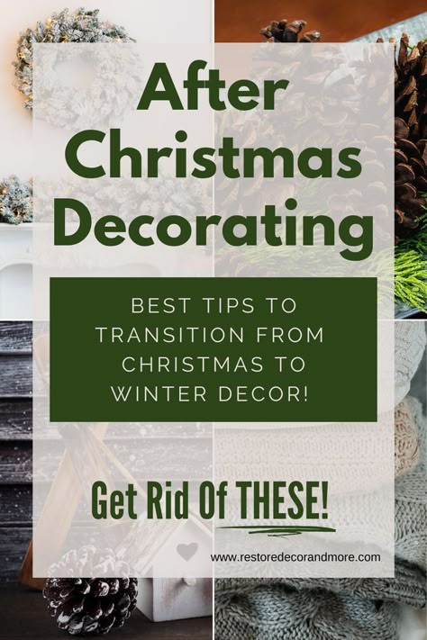 After Christmas decorating doesn't have to be a struggle! See how to tranisition your home from Christmas to winter decor in just a few easy steps. Decorating for winter after Christmas keeps the cozy vibes alive. Turn your home into a winter wonderland by keeping some items & removing others. Plenty of winter decorating ideas after Christmas. Check out our simple list of what to keep & remove when decorating house after Christmas is over. Winter Decorations Diy After Christmas, After Christmas Tablescapes, Winter Tree Decorations After Christmas, How To Decorate A Bird Cage, Victorian Winter Decor, Winter Branches Decor, Fresh Decorating Ideas, Transition Christmas To Winter Decor, Winter Decor Post Christmas