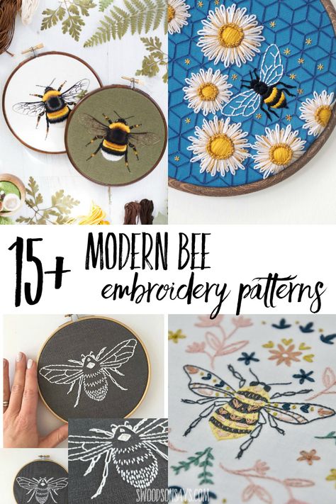 Click to see a curated bee embroidery pattern list full of indie designers and modern aesthetics, including a free bee embroidery pattern or two! Bee Embroidery Pattern, Embroidery Designs Tutorials, Bee Embroidery Design, Bird Embroidery Pattern, Embroidery Stitches Beginner, Hand Embroidery Patterns Free, Free Embroidery Patterns, Bee Embroidery, Floral Embroidery Patterns