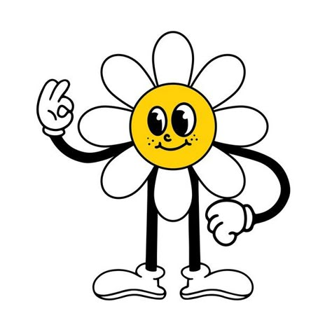 Funny cartoon flower emotion daisy comic... | Premium Vector #Freepik #vector #fun #nature #flat #modern Daisy Character, Daisy Cartoon, Groovy Stickers, Cartoon Daisy, Flower Character, Flower Funny, Flowers Cartoon, Yellow Aesthetic Pastel, Flower Cartoon