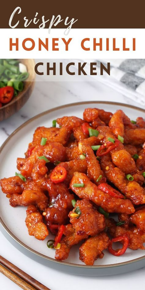 Asian Chilli Chicken, Chinese Honey Pepper Chicken, Honey Garlic Chilli Chicken, Chicken Dinner Recipes For Family Main Dishes, Crispy Chilli Chicken Chinese, Thai Honey Chicken, Chili Chicken Recipe Chinese, Chilli Fried Chicken, Honey Chilli Sauce Recipe