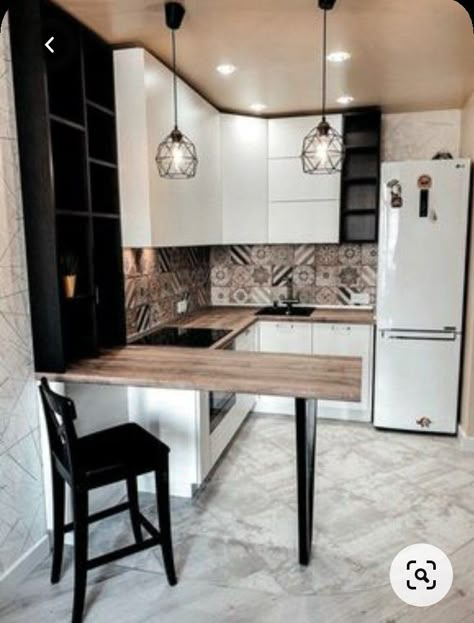 Small Kitchen Design Apartment, Small Modern Kitchens, Tiny Kitchen Design, Small Apartment Kitchen, Kabinet Dapur, Small Apartment Interior, Small Kitchen Decor, Hampi, 아파트 인테리어