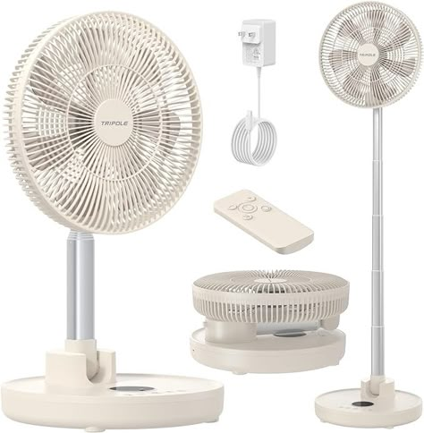 Amazon.com: TriPole Standing Oscillating Pedestal Fan, Rechargeable Battery Operated Quiet Height Adjustable Floor Fan with Remote Timer, Foldaway Portable Fan for Bedroom Home Travel, 5-31H Working, 12'' : Home & Kitchen Standing Fan Aesthetic, Bedroom Fan, Stand Fan, Standing Fans, Pedestal Fans, Pedestal Fan, Portable Fan, Dekorasi Kamar Tidur, Floor Fan