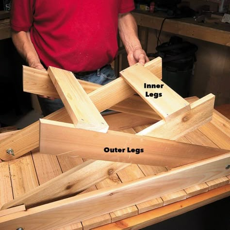 Transportable Fold-Up Grill Table — The Family Handyman Portable Table Folding, Folding Legs For Table, Diy Folding Table Legs Ideas, Folding Table Legs Diy, Diy Folding Picnic Table, Bbq Table Ideas, Diy Grill Table, Folding Table Diy, Diy Barbecue