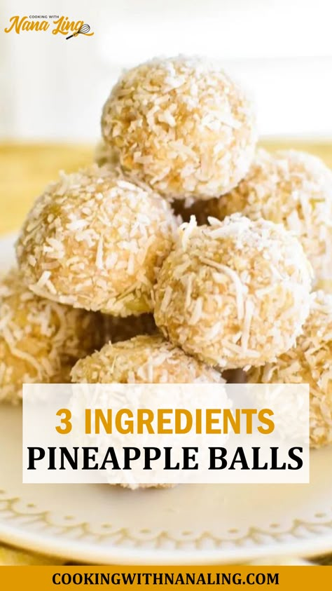 Here is a Pineapple Balls Appetizers Desserts For Party, Pineapple Treats For Party, Pineapple Christmas Balls Recipe, Boozy Pineapple Bites, 3 Ingredient Pineapple Dessert, Recipes Using Dried Pineapple, Pineapple Balls Recipe, Pineapple Christmas Balls, Fruit Cookies Recipes