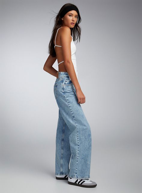 Abercrombie Girls, Low Rise Baggy Jeans, Low Waisted Jeans, Low Rise Jean, Blue Jean Outfits, Nylon Leggings, Elevated Basics, Loose Jeans, Outfit Winter