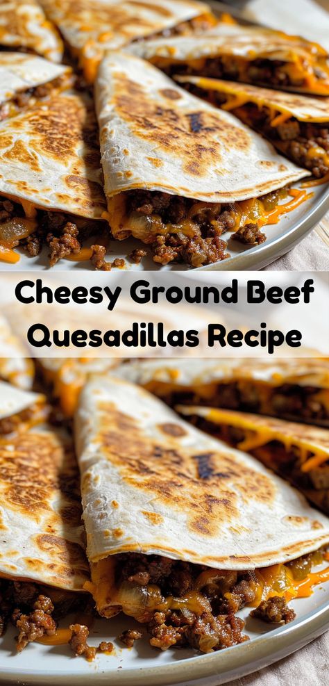 Simple cheesy ground beef quesadillas for lunch or dinner! Goulash Recipes Easy Ground Beef, Enchiladas Ground Beef, Beef Goulash Recipes, Rotel Dip With Ground Beef, Ground Beef Instant Pot Recipes, Cream Cheese Recipes Dinner, Instant Pot Recipes Ground Beef, Ground Beef And Potato Recipes, Casserole Recipes Ground Beef