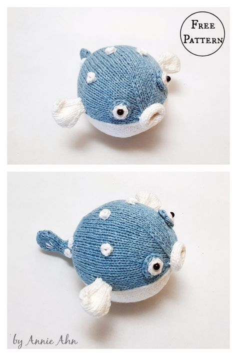 Puffer Fish Free Knitting Pattern Knitting Patterns Plushies, Fish Knitting Patterns Free, Shark Knitting Pattern Free, Knit Plushies Pattern Free, Free Animal Knitting Patterns, Knit Amigurumi Free Patterns, Fish Plush Pattern, Knitting Plushies, Fish Knitting Pattern