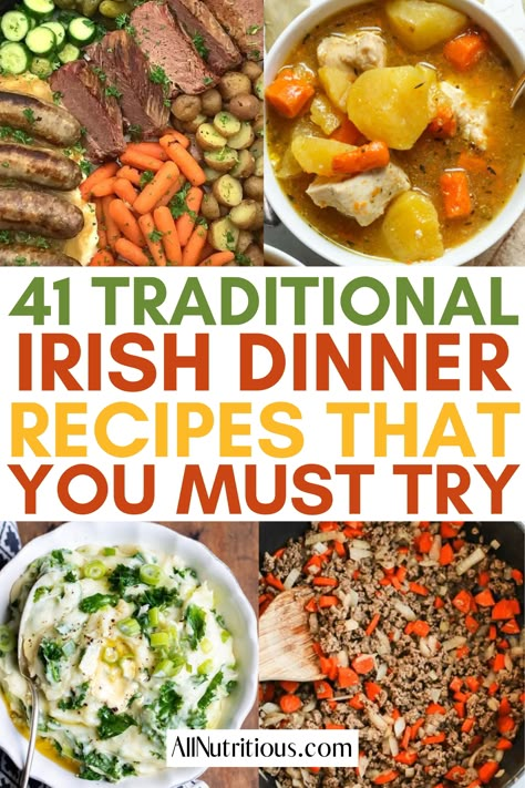 Traditional Irish Dinner, Irish Dinner Recipes, Easy Irish Recipes, Irish Dinner, Irish Recipes Authentic, Irish Beef Stew, Irish Cooking, Irish Foods, Welsh Recipes