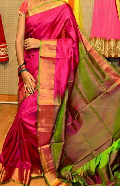 Upada Silk Saree, Pink Color Saree, Uppada Sarees, Uppada Pattu Sarees, Kanjivaram Sarees Silk, Sarees For Girls, Saree Blouse Neck Designs, Wedding Saree Collection, Elegant Fashion Wear