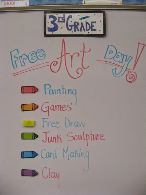 Students look so forward to their well earned Free Art Day! Once classes have gone all the way around on the behavior board, they reach the ... Art Classroom Organization, Elementary Art Classroom, Art Room Posters, Art Classroom Management, Elementary Art Rooms, Art Classroom Decor, 3rd Grade Art, Learning Goals, Art Curriculum