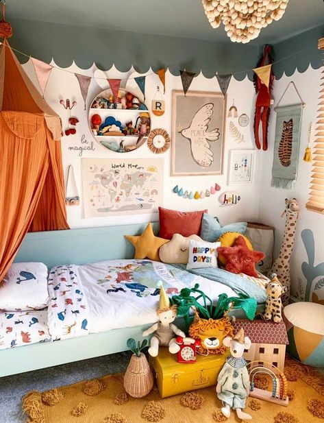 Modern Industrial Boho, House Traditional, Boho Beach House, Industrial Boho, Toddler Boy Room Decor, Kids Rooms Inspo, Big Boy Bedrooms, Colorful Kids Room, Moroccan Boho