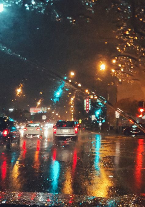 Cars Driving on Asphalt Road during Rainy Night · Free Stock Photo Driving In The Rain Aesthetic, In The Rain Aesthetic, The Rain Aesthetic, Driving In The Rain, Rain Aesthetic, Rainy City, Night Rain, Asphalt Road, Late Night Drives