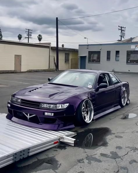 Modified Jdm Cars, 1990 Cars, Nissan 240sx S13, Jdm Stance, Silvia S13, Slammed Cars, Stanced Cars, Purple Car, Stance Cars