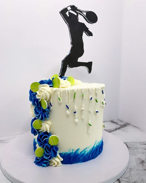 Tennis cake #tenniscake #usopen #cake #buttercreamcake #menscake Tenis Cake Birthdays, Tennis Theme Cake, Badminton Cake, Cake Icing Techniques, Tennis Cake, Badminton Sport, Icing Techniques, Sport Cakes, 50th Birthday Cake