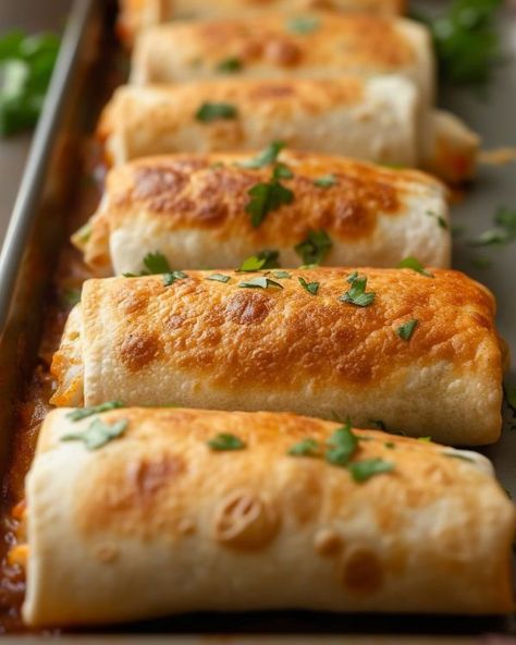 I love making 6-8 of these guys when my hubby and his friends are watching the game! Love feeding a crowd! Casserole Kitchen, Chicken Chimichangas, Heavenly Recipes, Chicken Shredded, Chicken Casseroles, Burritos Recipe, Beef Tips, Monterey Jack, Cooked Chicken