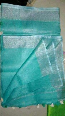 Sari Party Wear, Pure Linen Sarees, Sky Blue Saree, Off White Saree, Blue Blouse Designs, Sleeveless Blouse Designs, Sarees With Price, Blue Silk Saree, Floral Print Sarees