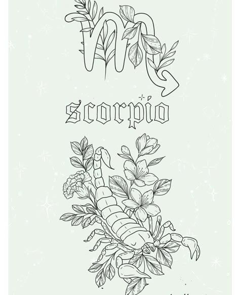 Scorpion Chrysanthemum Tattoo, Scorpio Patchwork Tattoo, Flower Scorpion Tattoo, Scorpion And Flower Tattoo, Scorpion Thigh Tattoo, Scorpion With Flowers Tattoo, Scorpion Tattoo Outline, November Tattoo Ideas, Scorpion Tattoo Design