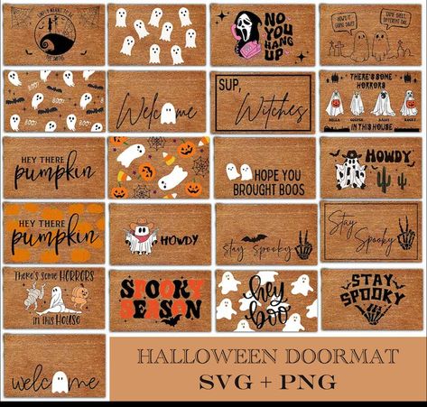 Halloween Doormat Svg Bundle, Halloween Door Mat Digital Download, Halloween Welcome Sign Svg, Trick or Treat Wipe Your Feet, Welcome Boo - Etsy Halloween Doormat Painting Party, Spooky Season Door Mat, Halloween Outdoor Mat Diy, Funny Fall Doormat, Halloween Door Mats Funny, Fall Doormat Svg, Halloween Mat Painting Ideas, Cute Halloween Doormat, Spooky Door Mat Ideas