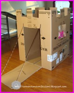 #3 – Royal Recreation This is a fun activity if you happen to have a large box lying around the house, if not you could always try your local grocery store. Create a royal fortress for your prince and princesses! With some ribbon and scissors, you’ll be creating a fancy fortress of your ownContinue Reading... Cardboard Box Castle, Carton Diy, Cardboard Castle, Cardboard Box Crafts, Diy Cardboard, Dramatic Play, Cardboard Crafts, Toddler Preschool, Diy Toys