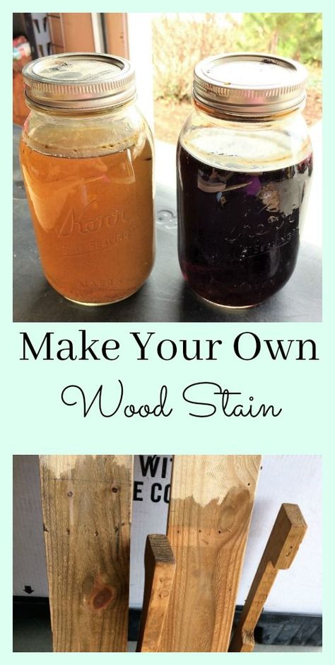 Steel Wool Vinegar Stain, Stain Wood With Coffee, Homemade Wood Stains, Vinegar Stain, Steel Wool And Vinegar, Diy Wood Stain, Stain Techniques, Rustic Furniture Diy, Wood Furniture Plans