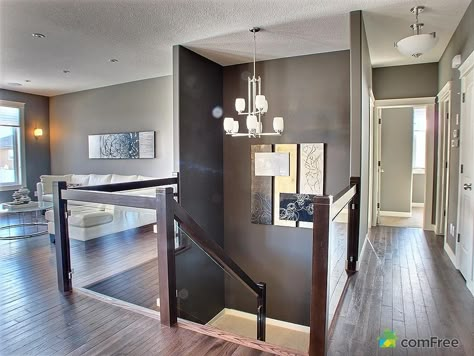 Tall Ceiling Stairway, Bungalow Stairs, Open Stairs To Basement, Open Stairs In Living Room, Craftsman Livingroom, Open Basement Stairs In Kitchen, Open Stairwell, Open Basement Stairs, Stairs Entrance