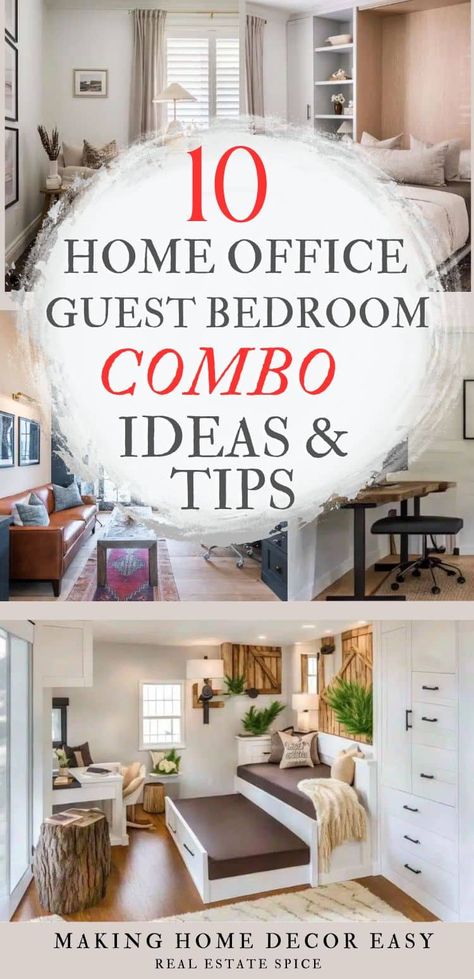 Office Guest Bedroom Combo, Office Guest Room Combo Ideas, Small Office Guest Room, Guest Bedroom Office Combo, Small Bedroom Office, Small Office Room, Bedroom Office Combo, Guest Room Office Combo, Spare Bedroom Office