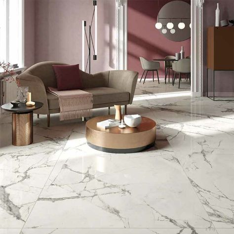 ABK Sensi Up Marble Floor Living Room, Marble Living Room, White Marble Floor, Purple Rooms, Interior Design Per La Casa, Living Room Floor, Marble Flooring, Italian Tiles, Tiles Design