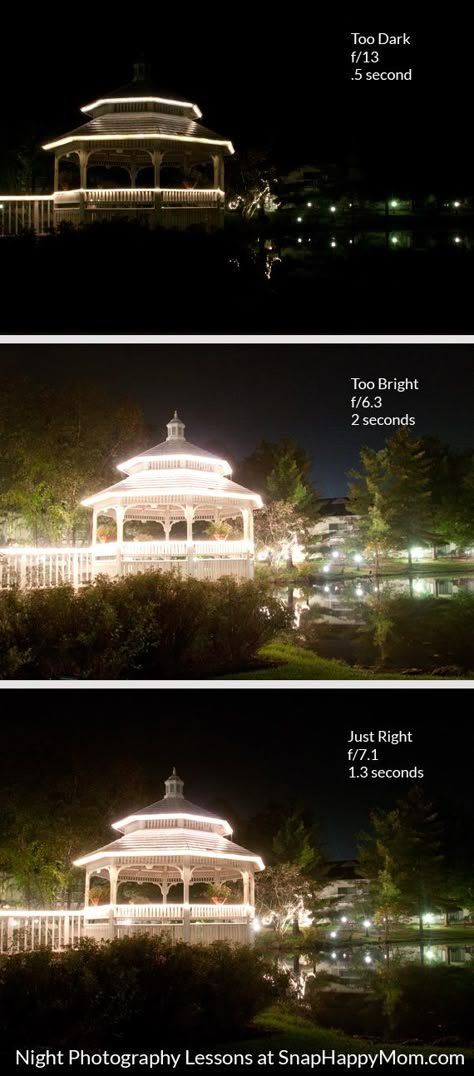 How to Take Night Pictures Of Scenery from SnapHappyMom.com Photography Hacks, Photography Cheat Sheets, Photography Tricks, Fotografi Digital, Camera Dslr, Camera Tips, Creative Photography Techniques, Photography Help, Night Pictures