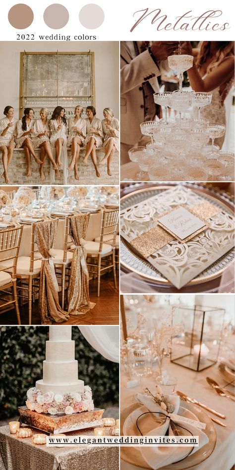 Champagne Wedding Colors Scheme, Wedding Color Schemes Gold, Beige Wedding Theme, Champagne Wedding Themes, Wedding Invitations Vellum, Light Blue Wedding Invitations, Champagne Gold Wedding, Romantic Wedding Colors, Wedding Theme Color Schemes