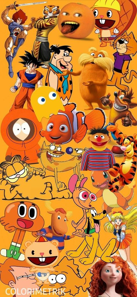 Orange Characters Anime, Orange Characters, Color Characters, Colored Characters, Green Characters, Colorful Characters, Doodle Pages, Disney Colors, Cartoon World