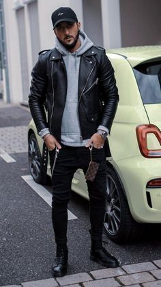 Best Winter Outfits Men, Streetwear Men Outfits Street Fashion, Stil Rock, Leather Jacket Outfit Men, Baseball Cap Outfit, Leather Jacket Outfit, Mens Fashion Blog, Leather Jacket Style, Best Mens Fashion