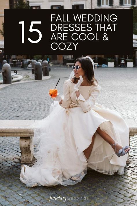 We’ve rounded up 27 gorgeous fall wedding dresses that are trendy and warm. From lace sleeves to sleek crepe silhouettes, you’re about to fall in love with these stunning seasonal-appropriate gowns! November Wedding Dresses, October Wedding Dresses, Warm Color Palettes, Fall Wedding Gowns, Cozy Wedding, Outdoor Wedding Dress, Elegant Ball Gowns, Outdoor Fall Wedding, Tuscan Wedding