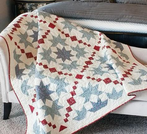 Chantilly Quilt Pattern in 4 Sizes - Quilting Digest Quilting Digest, Two Color Quilts, Quilts Of Valor, Quilt Pattern Download, Red And White Quilts, Quilts Vintage, White Quilts, Quilt Care, Patriotic Quilts