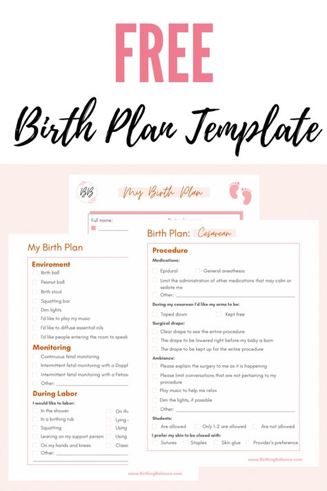 Free birth plan template Labor And Delivery Birth Plan, Unmedicated Birth Plan, Built To Birth, How To Make A Birth Plan, Birth Plan Options, Holistic Birth Plan, Birth Plans Ideas, Creating A Birth Plan, Home Birth Plan