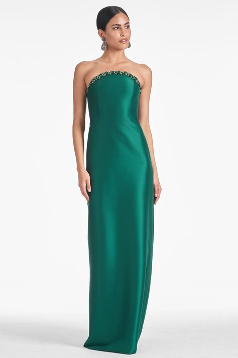 Pre-order now Sachin & Babi's most dazzling New Collection Dresses and Gowns for the season. FREE Shipping Over $500 & FREE Returns Mikado Fabric, Wedding Guest Gowns, Emerald Dresses, Sachin Babi, Green Gown, Column Gown, Strapless Gown, Luxury Dress, Groom Dress