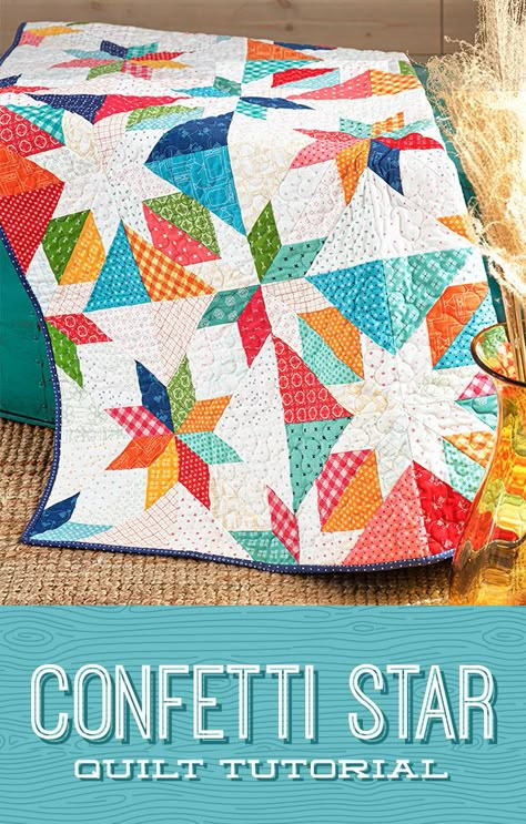 Rhombus Quilt Pattern, Layercake Quilt, Missouri Star Quilt Pattern, Jenny Doan Tutorials, How To Make Confetti, Easy Quilting Projects, Missouri Quilt Tutorials, Missouri Quilt Company, Hunters Star Quilt