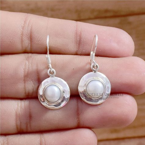 White Jewelry, Pearl Earrings, Dangle Earrings, Natural Pearl, 925 Silver Earrings, Gift For Wife, Tiny Pearl Earrings, June Birthstone, Birthstone Earrings, Anniversary Earrings, Halloween Earrings, Halloween Sale White Stone Jewelry, Round Pearl Earrings, Birthday Earrings, Silver Pearl Jewelry, Large Pearl Earrings, Real Pearl Earrings, Bezel Set Earrings, Engagement Earrings, Bezel Earrings