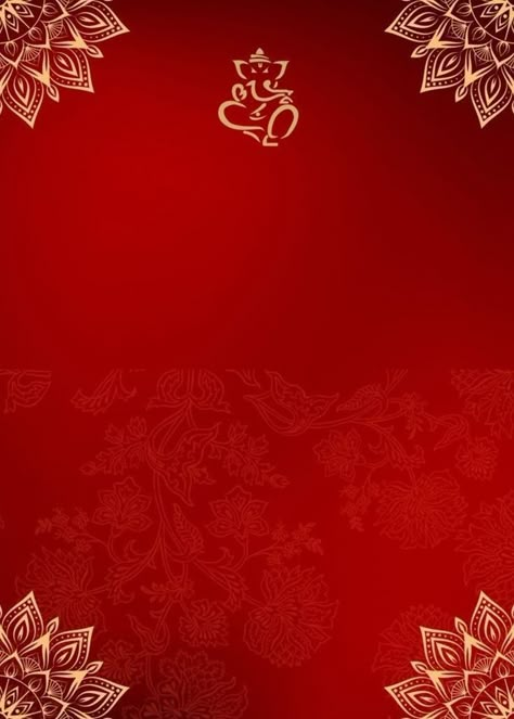 Ganesh Wedding Card, Diwali Posters Backgrounds, Invitation Card Design Ganpati, Marriage Template Background, Ganesh Templates, Home Pooja Invitation Card, Red Wedding Invitation Template, Thread Ceremony Invitation Templates, Diwali Template Design Background