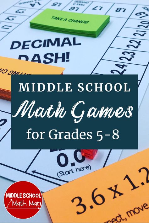 File Folder Games For Middle School, Middle School Math Games Free, Math Board Games Middle School, Fun Math Games For Middle School, Math Club Activities Middle School, 6th Grade Math Projects Middle School, Math Classroom Games, Math Stations 5th Grade, Middle School Math Organization