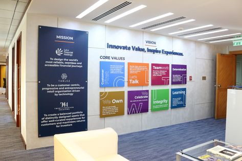 School Reception, Office Wall Graphics, Office Graphics, Office Wall Design, Creative Office Space, Office Signage, Wall Signage, Corporate Office Design, School Wall Art