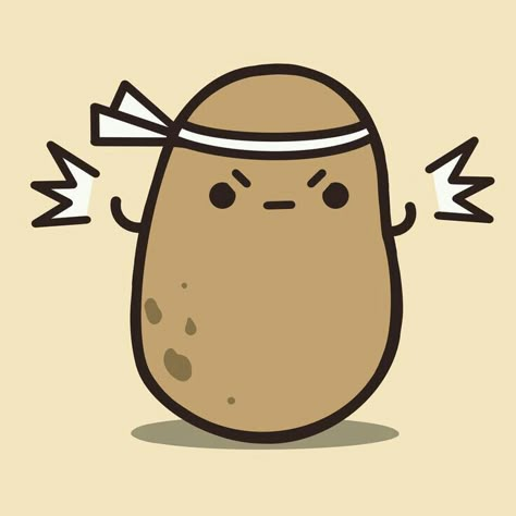 Cute Potato Drawing, Cute Potato Icon, Cute Potato Wallpaper, Potato Drawing Cute, Cartoon Potato Cute, Bean Drawing Cute, Potato Animated, Potatoes Drawing, Cute Potato Cartoon