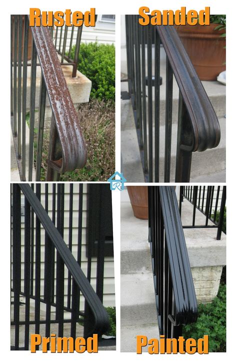 How to effectively remove rust from metal railing or fence. Cleaning Painted Walls, Remove Rust, Metal Railings, Glass Cooktop, Porch Railing, Deep Cleaning Tips, Yard Care, Iron Railing, Up House