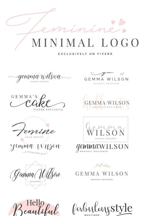 I will design a feminine logo Simple Feminine Logo, Modern Feminine Logo, Girly Logo Design, Rose Branding, Feminine Logo Inspiration, Feminine Typography, Heading Design, Feminine Branding Logo, Girly Logo