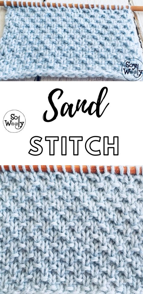 An adorable pattern, the Sand stitch is perfect for knitting baby clothing. Cute and so simple, you are not going to believe it! Sand Stitch Knitting, Knit 1 Below Stitch, Sand Stitch Knit, Blanket Stitch Knitting, Wave Knit Stitch Pattern Free, Easy Free Knitting Patterns Simple, Knit Blanket Stitches, Simple Knit Stitch Patterns, Knitted Stitch Patterns