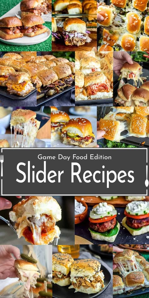 Get ready for game day with these tasty slider recipes! Whether you love classic cheeseburgers, pulled pork, or spicy chicken, sliders are the perfect bite-sized football food to eat while watching the game! Football Game Recipes Crock Pot, Bbq Beef Sliders Recipes Hawaiian Rolls, Game Day Menu Football, Easy Chicken Sliders Recipes, Slider Sandwiches For A Crowd, Game Day Dinner Ideas Football Food, Gameday Crockpot Recipes, Game Day Recipes Football, Hot Sliders