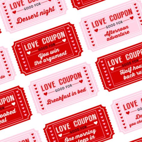 Cute Ticket Design, Coupon Illustration, St Valentines Day, Admit One Ticket, Splat Mat, Voucher Design, How To Tie Ribbon, Valentine's Day Printables, Valentines Printables Free