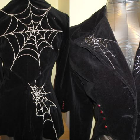 Spiderweb Jacket, Goth Leather Jacket, Goth Blazer, Diy Goth Clothes, Goth Coat, Goth Diy, Goth Jacket, Coat Tails, Goth Prom