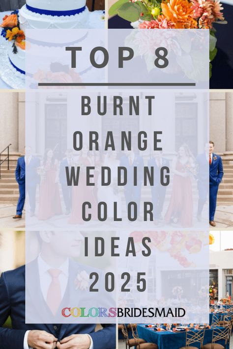 Orange In Wedding, Wedding Colors With Orange, Cake With Burgundy Flowers, Green Wedding Tablecloth, Burnt Orange And Navy Blue Wedding, Navy Blue And Burnt Orange Wedding, Navy And Burnt Orange Wedding, Blue Wedding Tablecloth, Burgundy And Burnt Orange Wedding